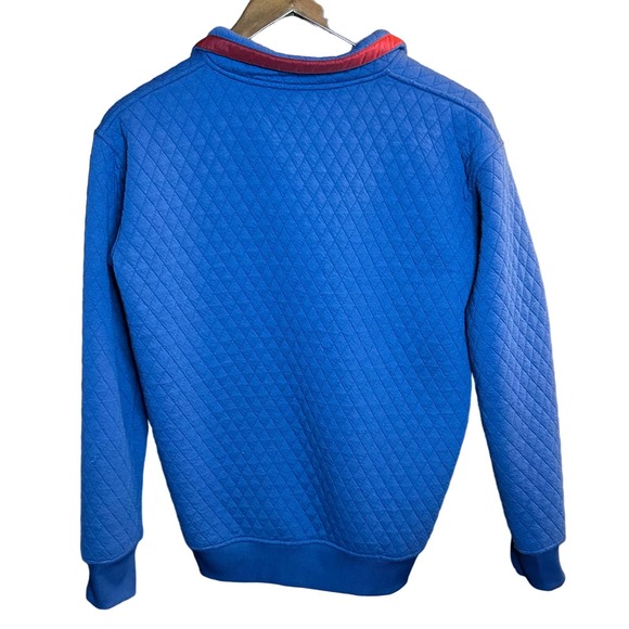 Zyia‎ Active Quilted Blue/Red Snap Collar Sweatshirt size medium - Picture 2 of 9
